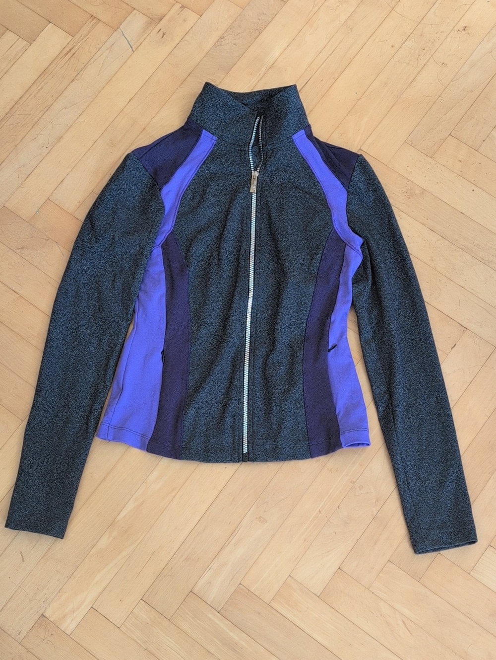 bebe Sport charcoal Gray and Purple Zip-Front Jacket Size S